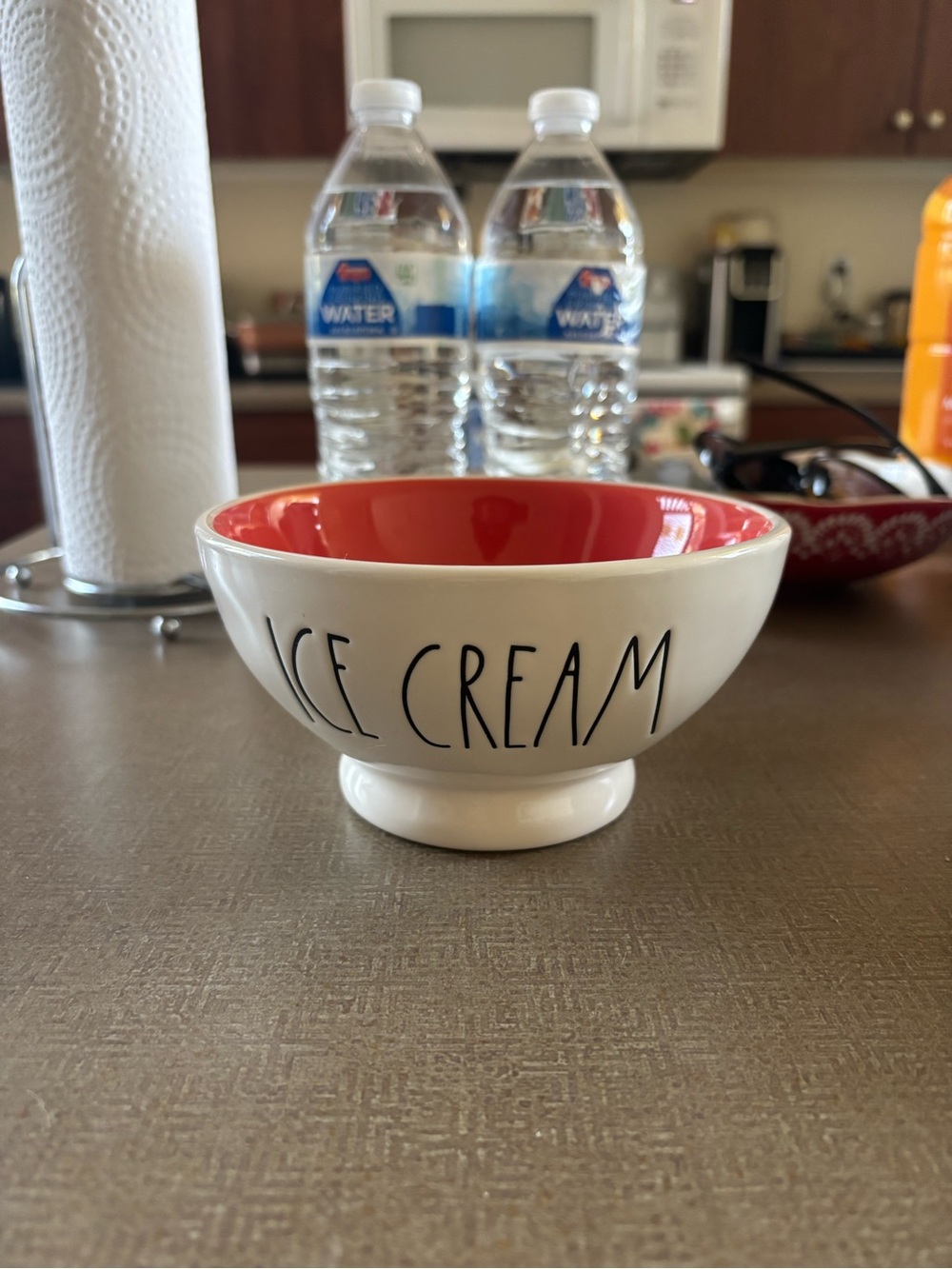 Rae Dunn Red and White ICE CREAM Ceramic Dessert Bowl